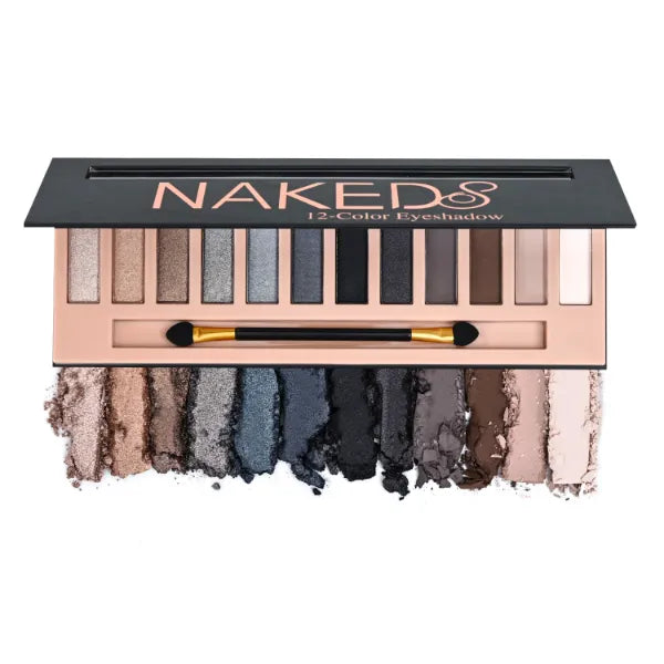 BestLand 12 Colors Makeup Smoky Eyeshadow Palette Natural Nude Matte Shimmer Glitter Pigment Eye Shadow Pallete Set Black Eye Shadow Halloween Make Up