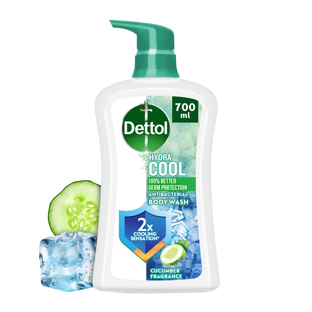 Dettol Hydra Cool Showergel & Bodywash, Cucumber & Icy Menthol Fragrance for Effective Germ Protection & Personal Hygiene, 700ml (Packaging may vary)