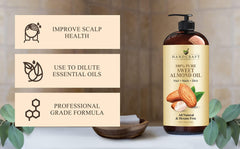 Handcraft Blends 100% Pure Sweet Almond Oil – All Natural Premium Therapeutic Grade – Huge 16 OZ - Carrier Oil for Aromatherapy, Massage, Moisturizing Skin & Hair