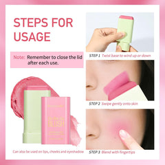 OBABO Blush Stick, Blush Cream for Cheeks Eyes Lips,Blush in Natural with Waterproof Sweat-Resistant, Tinted Solid Stick with Long Lasting, Nude Makeup Multi-Use Color Stick Creamy Blush (Shy Pink)