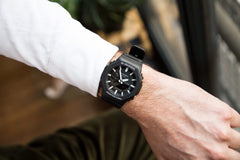 Casio G-Shock Analog-Digital World Time Watch - Black / Off-White