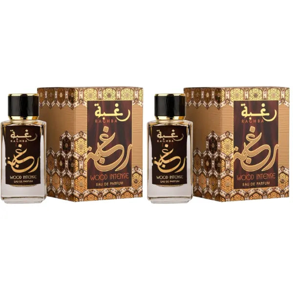 Lattafa Raghba Wood Intense for Unisex Eau de Parfum Spray, 3.4 Ounce (Pack of 2)