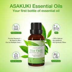 Tea Tree Essential Oils 30ml, 100% Natural Therapeutic Grade, Aromatherapy Oil for Better Sleep, Health Care, Relaxation, Ideal for Diffuser & Humidifier