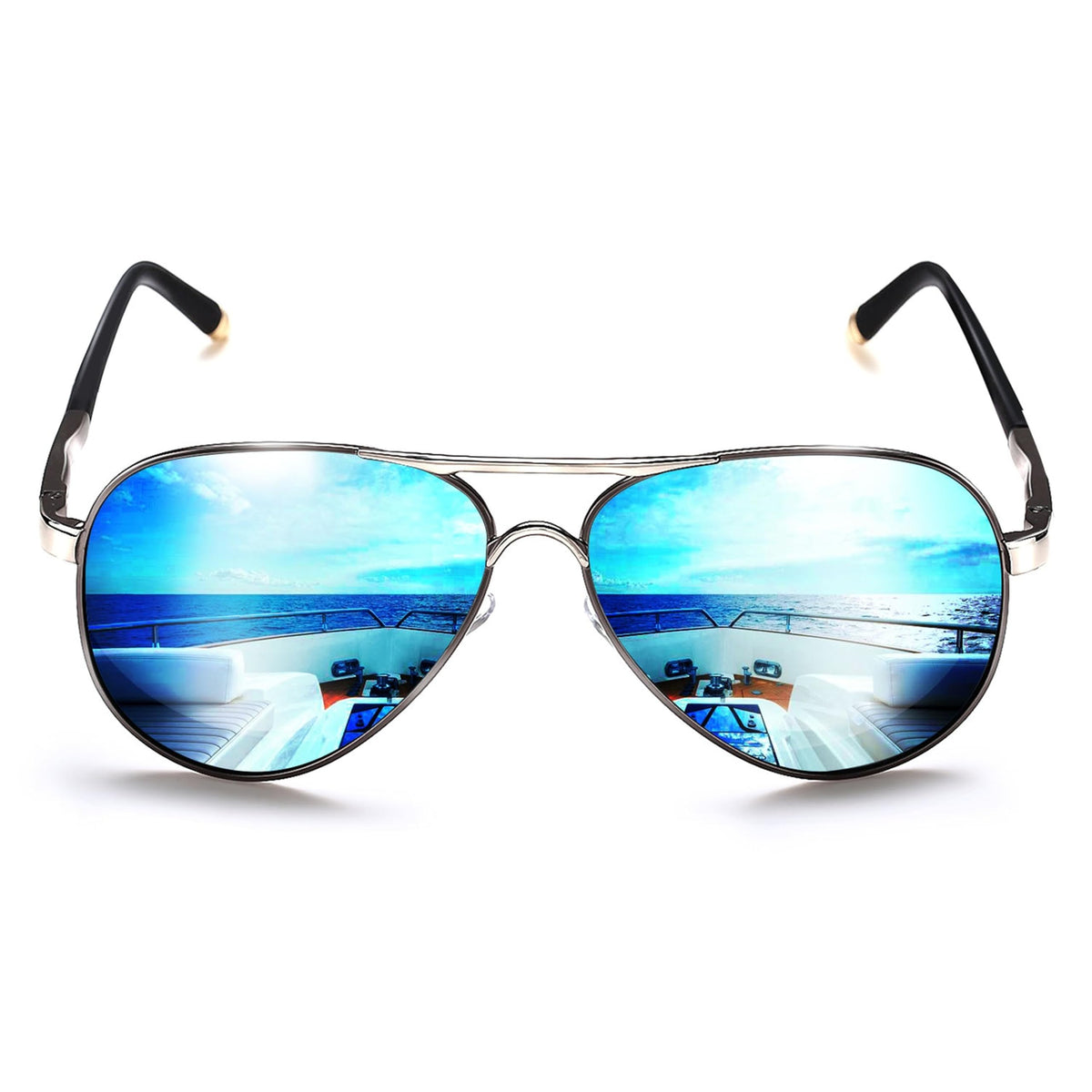 ROCKNIGHT Polarized Aviator Sunglasses for Men Women Metal Flat Top Sunglasses lightweight Driving UV400 Outdoor 58mm
