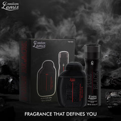 Creation Lamis Pure Black Gift Set for Men (Eau de Toilette 100ml + Body Spray 200ml) Long Lasting Perfume Gift for Him