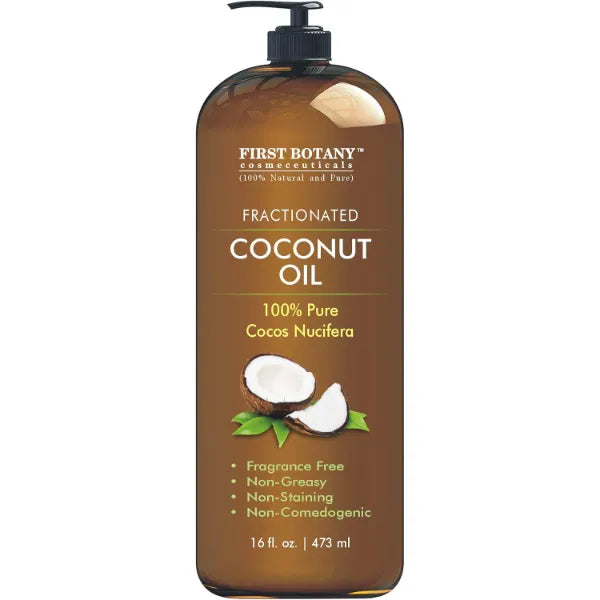 First Botany Fractionated Coconut Oil 16 fl. oz - 100% Natural & Pure MCT Coconut Oil for Hair, Skin,and Aromatherapy Carrier Oil, Massage Oil, Best Skin Moisturizer