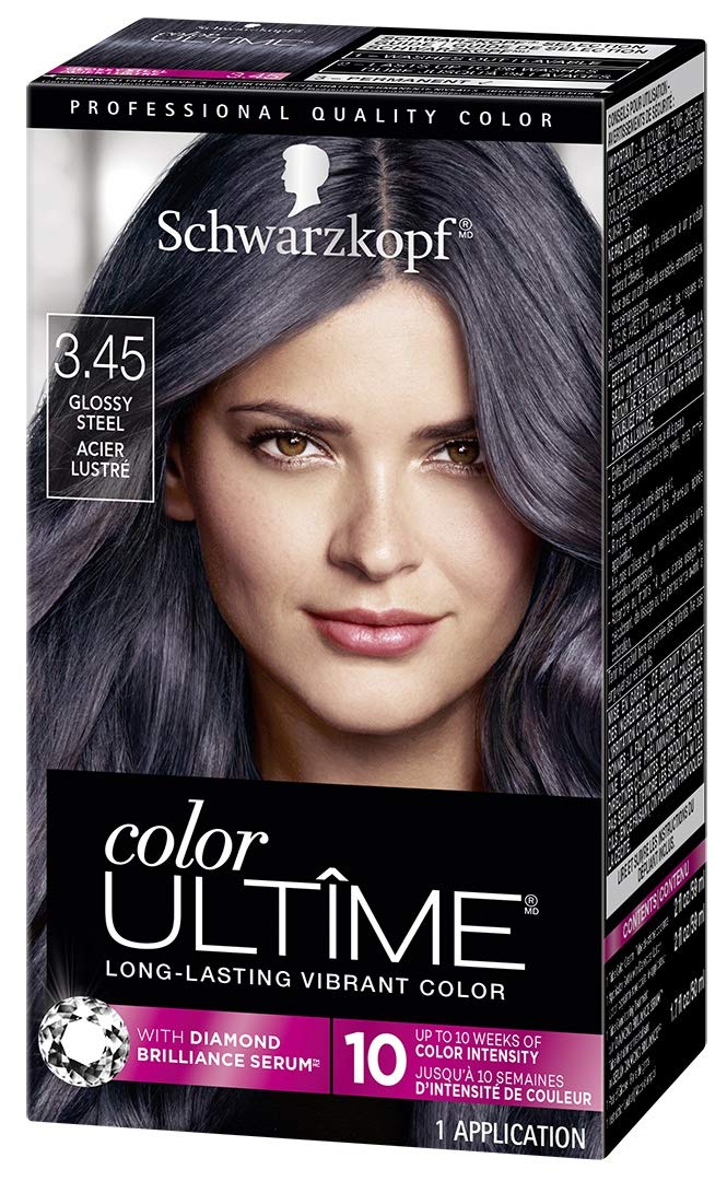Schwarzkopf Color Ultima Metallic Permanent Hair Color Cream, 3.45 Shiny Steel