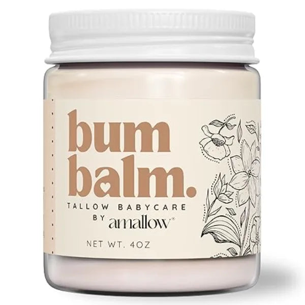 Amallow Baby Bum Balm Organic Diaper Area Cream for Sensitive, Rash-Prone Skin Petroleum & Fragrance Free Gentle Moisturizing Balm 4 oz