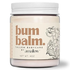 Amallow Baby Bum Balm Organic Diaper Area Cream for Sensitive, Rash-Prone Skin Petroleum & Fragrance Free Gentle Moisturizing Balm 4 oz