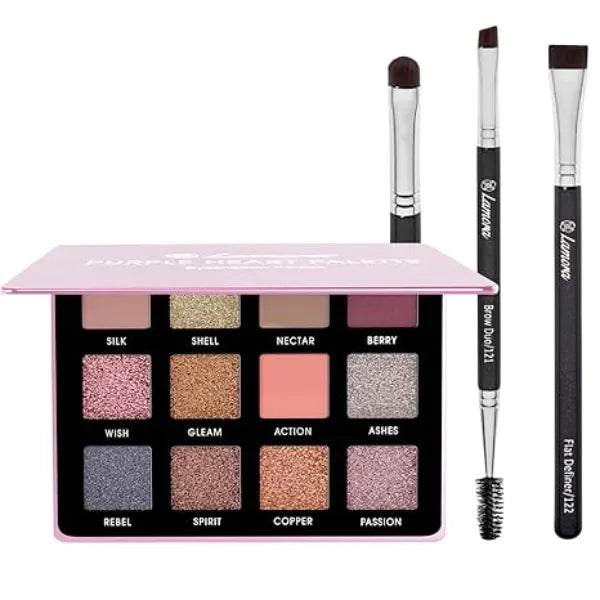 Lamora Eyeshadow Palette (Rose) with Eyebrow Brush Set