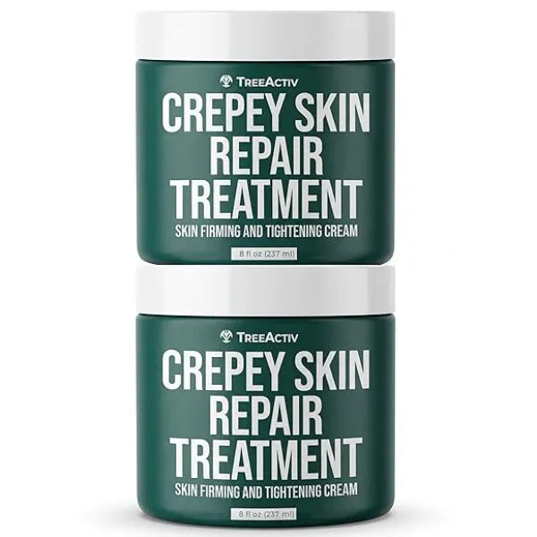 TreeActiv Crepey Skin Repair Cream, 2-Pack, Firming Cream For Face and Neck, Skin Firming and Tightening Lotion with Hyaluronic Acid, Designed to Hydrate Dry, Crepey-Looking Areas, 1000+ Uses
