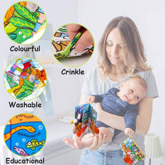 Baby Books Toys, Sensory Toys 0-6 Months Touch Feel Activity Soft Book, Crinkle Cloth Books for Babies, Baby Essentials For Newborn, Car Seat Stroller Soft Toys Gifts For Newborn 0 3 6 12 Months