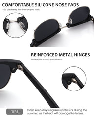 GQUEEN Classic Horn Rimmed Semi Rimless Polarized Sunglasses for Men Women GQO6