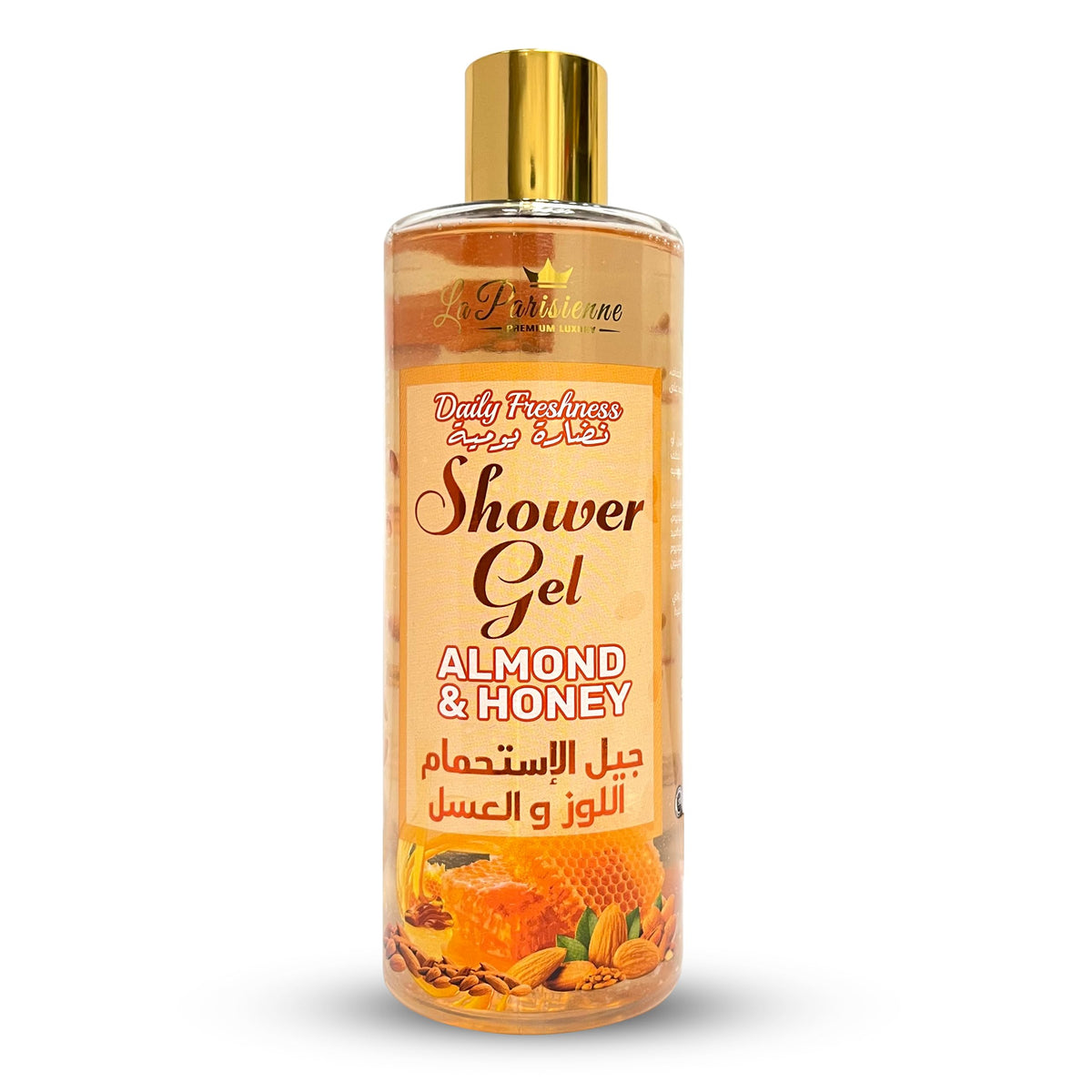 ECOLYTE+ Disinfectant La Parisienne Premium Luxury Shower Gel, Women Men with Vitamin E, Moisturizing, Soft & Silky Skin, Germ Protection, 12h Complete Odour Protection, (Almond & Honey, 500 ml)