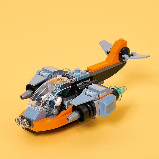 LEGO Creator 3 in 1 Cyber Drone Space Toys, Transforms from Drone to Cyber Mech or Cyber Scooter, Space Toy Building Set, Gift for 6 Plus Year Old Kids, Boys, and Girls, 31111