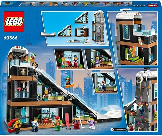 LEGO 60366 City Ski and Climbing Centre Set, 3-Level Modular Building with Slope, Winter Sports Shop, Café, Ski Lift and 8 Minifigures, Gift Toys for Kids, Boys, Girls 7+ Years Old