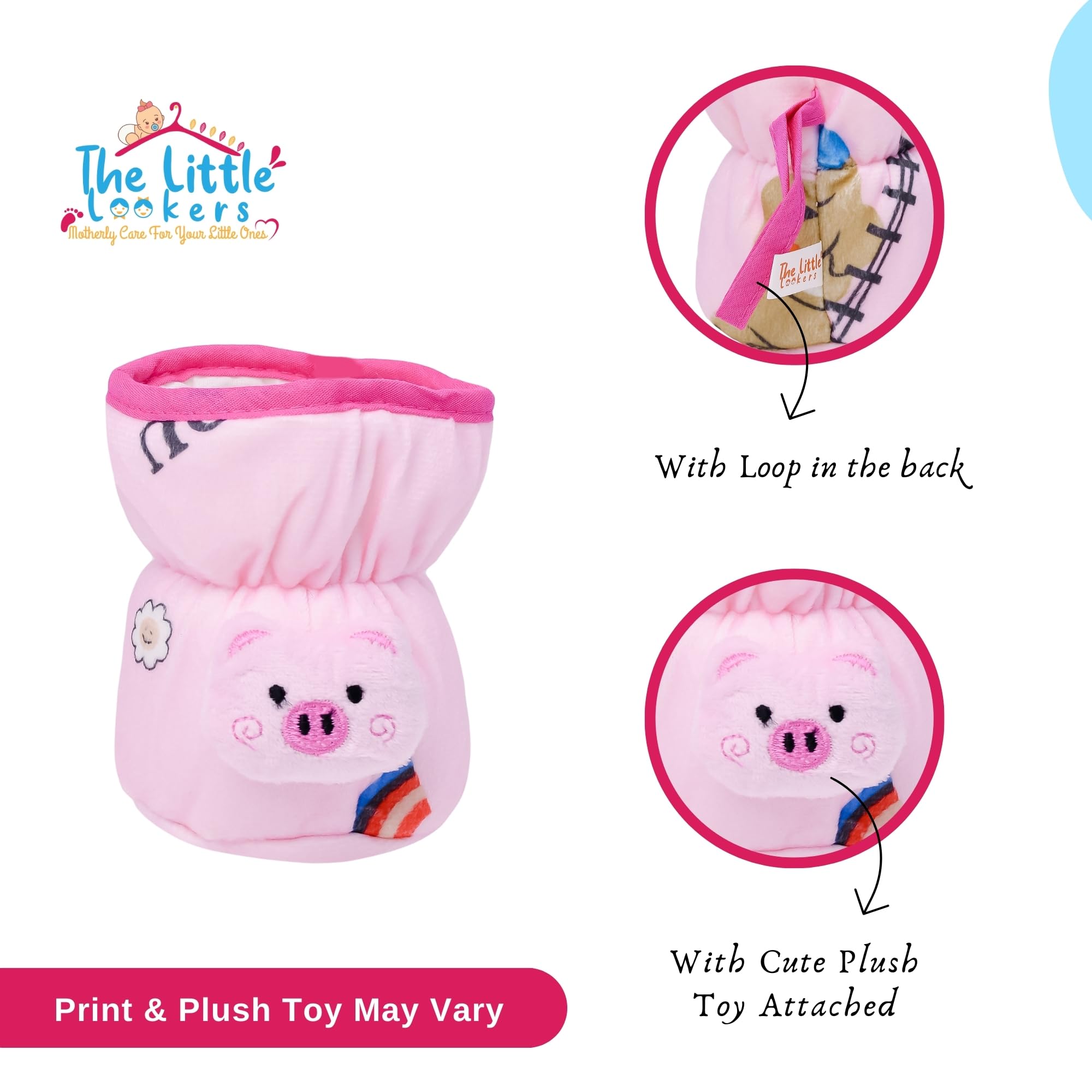 THE LITTLE LOOKERS Soft Plush Stretchable Baby Feeding Bottle Cover with Easy to Hold Strap | Cute Animated Overall Print Pack of 3 (Multicolor, Wide Neck 125ml/4OZ)