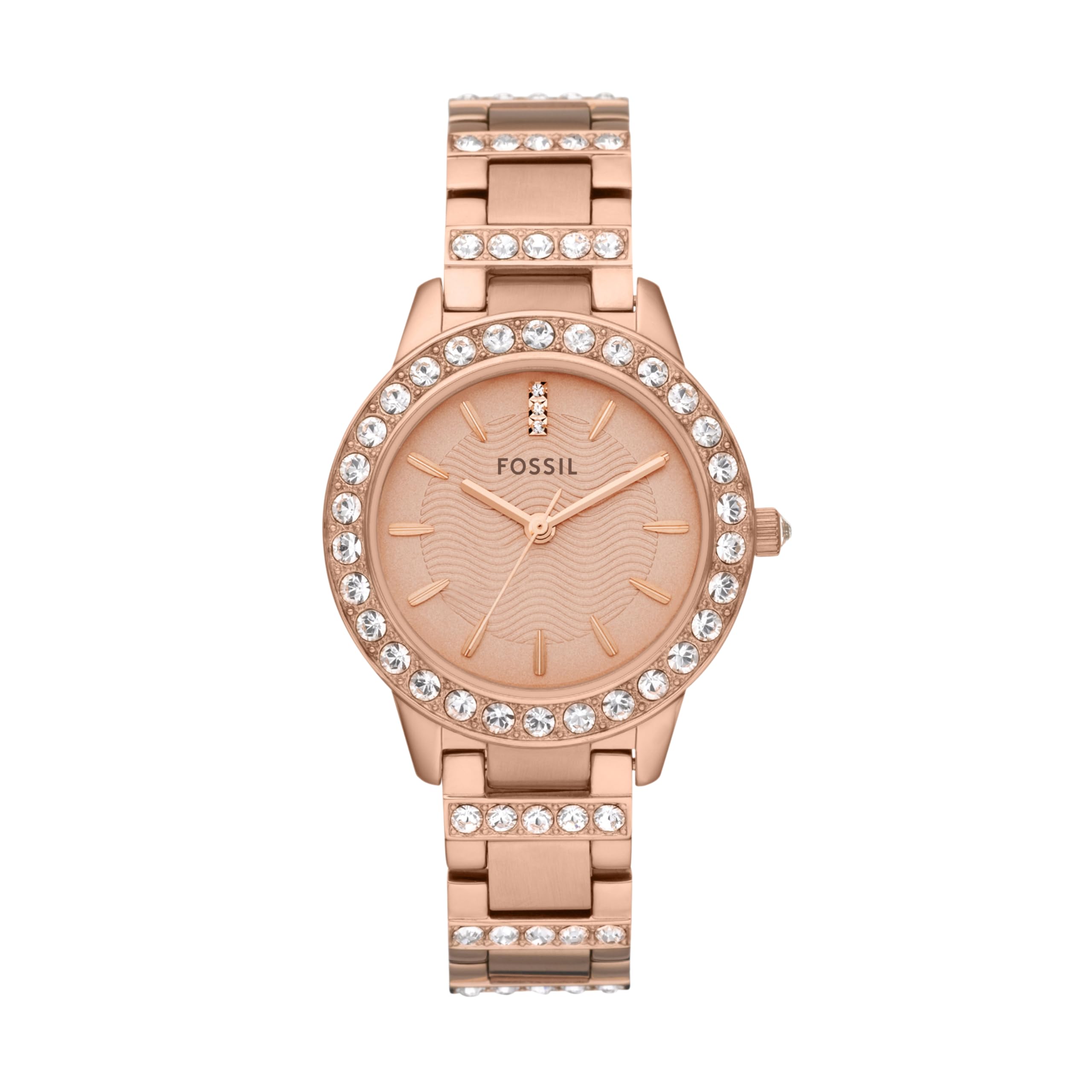 Fossil Jesse Women's Watch with Crystal Accents and Self-Adjustable Stainless Steel Bracelet Band Rose Gold