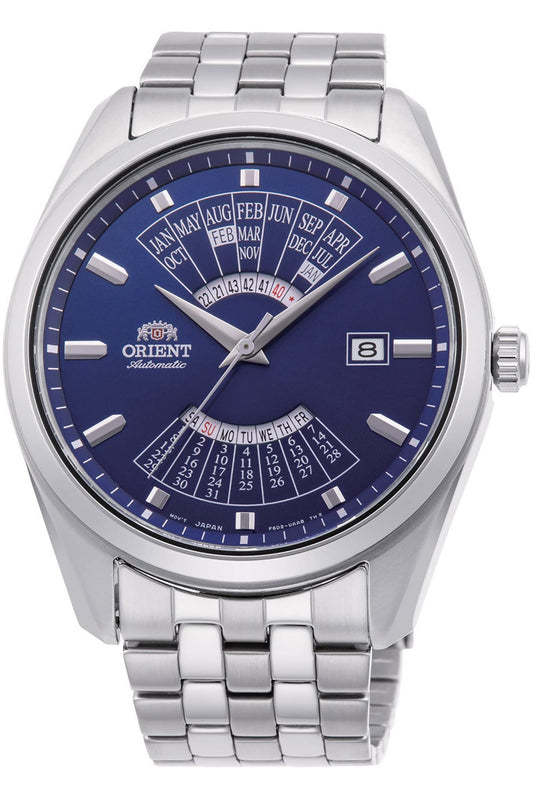 Orient RA-BA0003L10B Multi-Year Calendar Analog Automatic Watch for Men, 43 mm Case Size, Silver/Blue