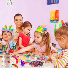TOYBY Kids Crafts and Art Supplies Jar Kit for Kids Age 4-9, 560+ Pieces Included Pipe Cleaners Craft,Glitter Glue,Pom Poms,Feather, Make Bracelets and Necklaces - for Craft DIY Art Supplies (Model A)