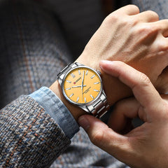 CURREN 9090 Watch for Couple Waterproof Men's Watches Fashion Women's Sports Watches Quartz Movement - SILVER ORANGE