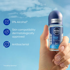 NIVEA MEN Antiperspirant Roll-on for Men, Fresh Active Fresh Scent, 2x50ml