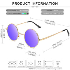 KANASTAL Hippie Round Polarized Sunglasses for Women Men, Small Circle Sun Glasses Classic Vintage Retro Shades Metal Frame UV400 Protection