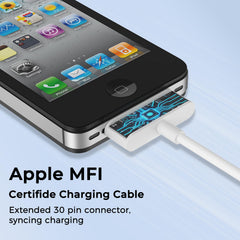 IEOVIEE iPhone 4s/4 Cable, 30-Pin USB Sync and Charging Data Cable for iPhone 4/4S/3G/3GS, iPad 1/2/3, and iPod 1/2/3/4/5/6 (White)