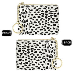 Valentoria Minimalist Small Leather Card Holder Pocket Wallet Womens Coin Purse Handbag (Leopard-White)