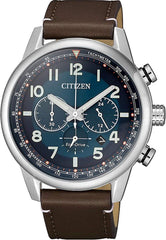 Citizen CA4420-13L Chronograph Watch with Leather Strap for Men, Blue/Brown