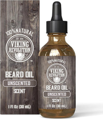 Viking Revolution Beard Oil, All Natural Argan & Jojoba Oils - Softens, Smooths & Strengthens - Beard Growth - Grooming Beard and Mustache, Unscented - 30ml
