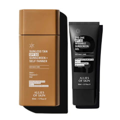 Allies of Skin Daily Self Tanner with SPF 50 & Daily Face Sunscreen SPF 50 Travel Size | Daily Duo for Natural Glow & Invisible UV Protection in Lightweight Gel Formula (1.7 oz / 0.7 oz)