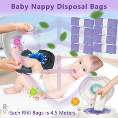 Acmen 8-Pack Eco-Friendly Nappy Bin Refill Bags, Compatible with Tommee Tippee Twist & Click, Simplee Sangenic, Tec, and Baby AngelCare Nappy Diaper Bin Liner Pails Disposal Systems (Purple), W240301