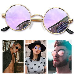 KANASTAL Hippie Round Polarized Sunglasses for Women Men, Small Circle Sun Glasses Classic Vintage Retro Shades Metal Frame UV400 Protection