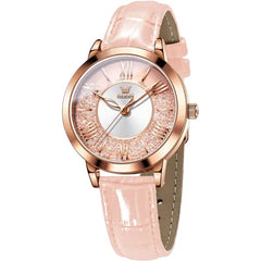 KASTWAVE Watches for Women Dress Fashion Quicksand Dial Leather 3ATM Waterproof Ladies Watches Gift