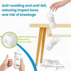 Joxodak 4 Pack Silicone Sleeves for Philips Avent Glass Bottle Food Grade Silicone Bottle Cover and 4pcs Travel Bottle Caps, Bottle Lids Replacement(for 8 oz Philips Avent Natural Glass)