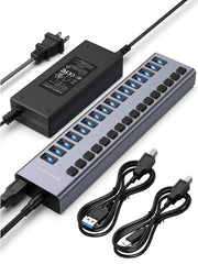 ACASIS Powered 16 Ports USB 3.2 Hub, 10Gbps Data Transfer, 96W Adapter
