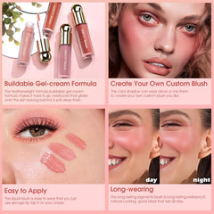 KANZA - Rose Cream Liquid Blush | Matte Finish Blush, Natural Dewy Cheek Tint | Soft Cream Face Blush Stick | Long-Wearing,Perfect Blending Liquid Blush Makeup for Cheeks|3.5g (#04 Apricot)