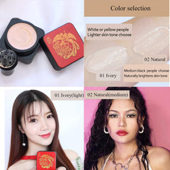 Mushroom Head Air Cushion CC Cream High Coverage Foundation Long Lasting Waterproof Brighten BB Moisturizing Medium Concealer For Oily Skin Hides Face Pores ,with Makeup Sponge