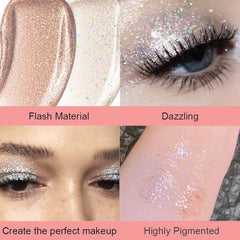 VUCATIN 2PCS Liquid Glitter Eyeshadow, Bling Eye Shadow Sparkle Shimmer Eyeliner Sticks, Waterproof Quick Dry Long Lasting Shining Eyeshadow for Daily Crystals Eye Lip Face Skin Makeup (01/04-2PCS)