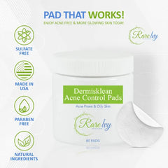 Dermisklean Acne Control Pads- Perfect Glycolic Acid Pads for Acne Treatment and Oil Control -Exfoliating Facial Pad Hydrates and Removes Whiteheads, Blackheads, Popped Pimples 60 pads