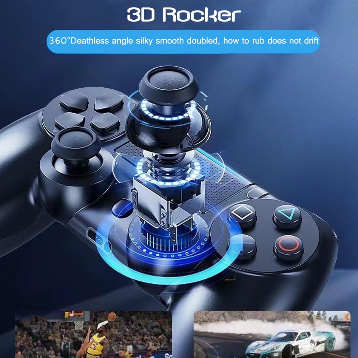 STAYOUNG Controller Replacement for PS4 Wireless Controller - Controller compatible with PS4 Pro Gamepad with ALPS Joystick Hall Trigger Dual Vibration Mapping Button, For Gaming(White,1 Pack)