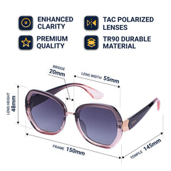 Flaneur Stylish Polarized Sunglasses for Women & Men Square-Frame - UV Protection, Lightweight, Scratch-Resistant, Trendy Eyewear & Accessories for Ladies UV400