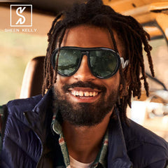 Oversized Trendy Polarized Pilot Sunglasses for Women Men Retro Oval Flat Top Frame Curved Metal Designer Eyewear