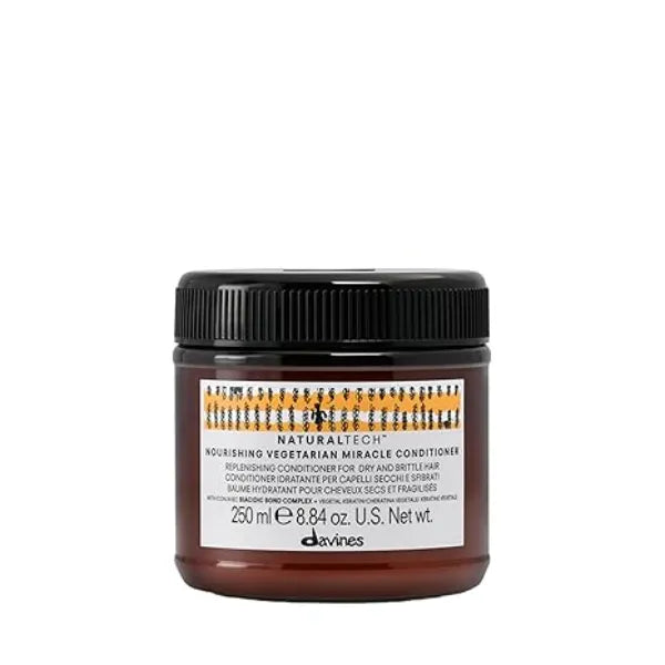 Davines Naturaltech Nourishing Vegetarian Miracle Conditioner, Restructuring & Hydrating for Dry & Damaged Hair With Vegetal Keratin Deeply Moisturizes Dry Hair, 8.45 Fl Oz