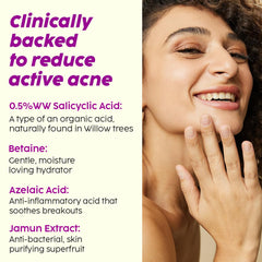 PLIX - THE PLANT FIX 0.5% w/w Salicylic Acid Jamun Face Wash Cleanser Gel For Active Acne & Oil Control, For Breakouts | Oily & Acne Prone Skin | Women & Men | 100 ml