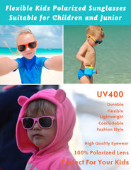Flexible Kids Sunglasses Polarized Sports Sun Glasses Girls Boys Shades with Straps UV400 Protection Eyewear for Age 2-10
