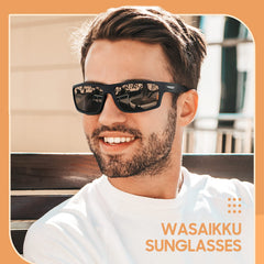WASAIKKU Polarized Sunglasses for Men Women Classic Fashion Sunglasses Baseball Cycling Driving Fishing Golf Mens Sunglasses with UV Protectio - Black Frame With Black Lens