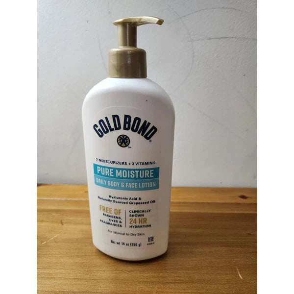 Gold Bond Pure Moisture Lotion, 14 oz., Ultra-lightweight Daily Body & Face Lotion for Dry Skin