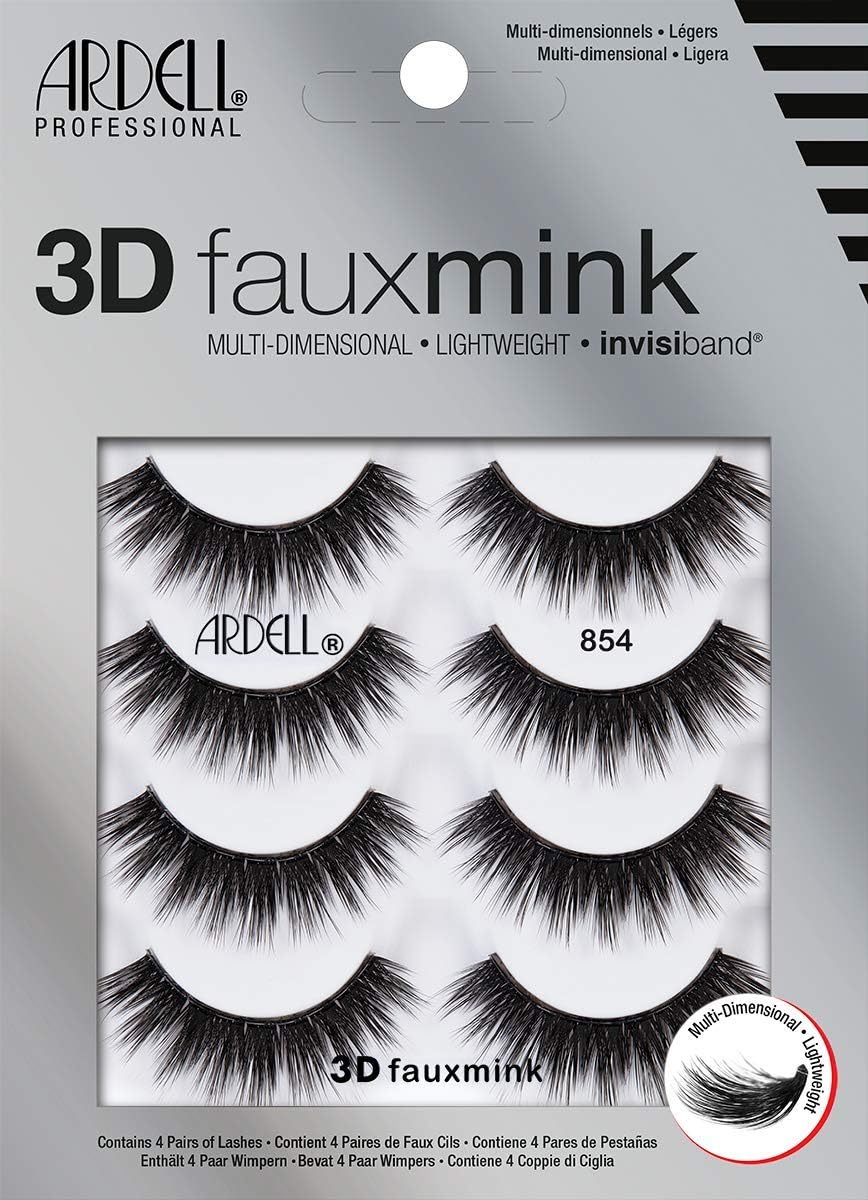 Ardell 3D FAUX MINK Lashes Lightweight False Eyelashes, 854 BLACK-MULTIPACK